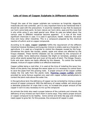 Lots of Uses of Copper Sulphate in Different Industries