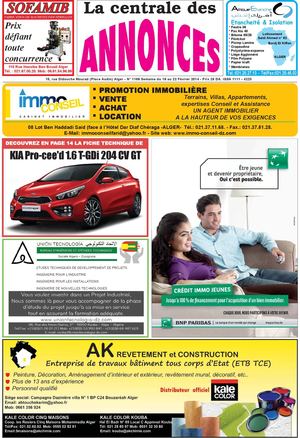 La centrale des annonces N° 1186 Semaine du 16 au 22 Février 2014 