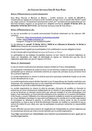 Sonia by Sonia Rykiel - Réglement concours Instagram 