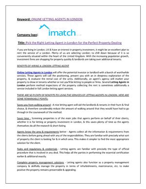 Pick the Right Letting Agent in London for the Perfect Property Dealing