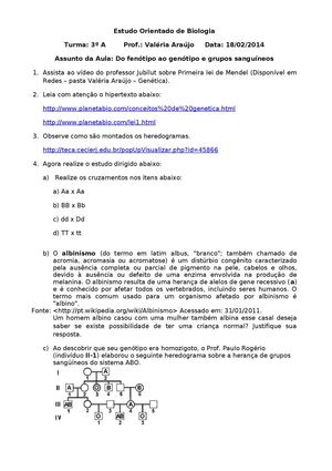 Do fenótipo ao genótipo e grupos sanguíneos