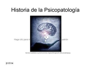 Historia de la psicopatología presentación y guía