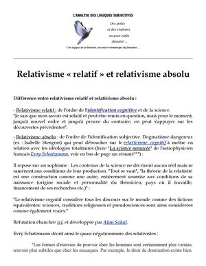 Relativisme "relatif" et relativisme "absolu"