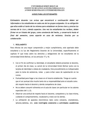 AVISOS PARA LOS ESTUDIANTES