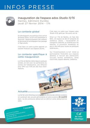 Inauguration de l'espace ados "studio 11/15" à Nantes