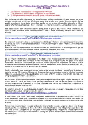 Foro de reflexión Módulo 1. Subgrupo 2. 