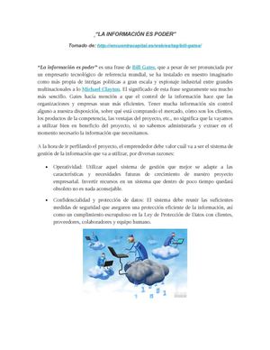 "LA INFORMACIÓN ES PODER"