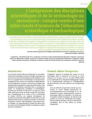 L’intégration des disciplines scientifiques et de la technologie au secondaire : compte-rendu d’une table ronde d’acteurs de l’éducation scientifique et technologique