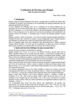 L'utilisation de l'Ecriture par Origène dans son traité sur la prière