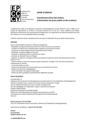 Offre d'emploi - Cinéma Le Concorde - La Roche-Sur-Yon 