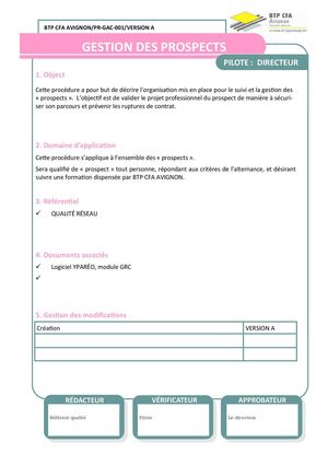 PR-GAC-001 Gestion des prospects