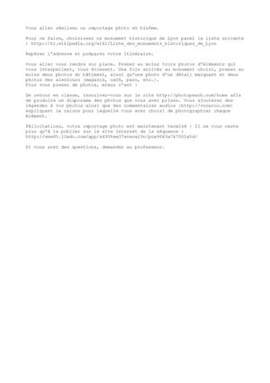 Tâche finale : réaliser un reportage photo