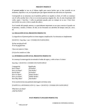 PRESENT PERFECT INGLES