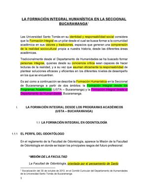 Formación Integral - Usta Bucaramanga