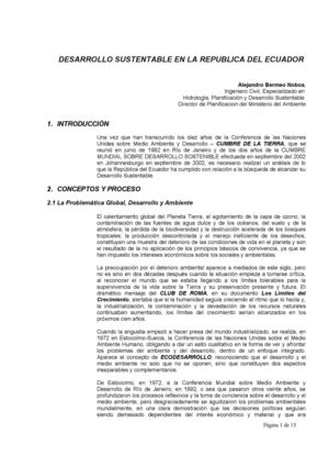 DESARROLLO SUSTENTABLE EN LA REPUBLICA DEL ECUADOR
