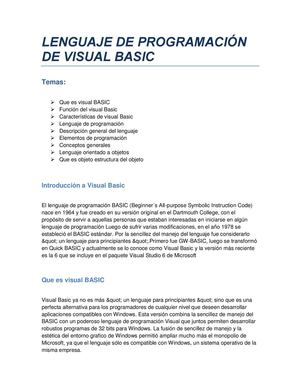 LENGUAJE DE PROGRAMACIÓN DE VISUAL BASIC