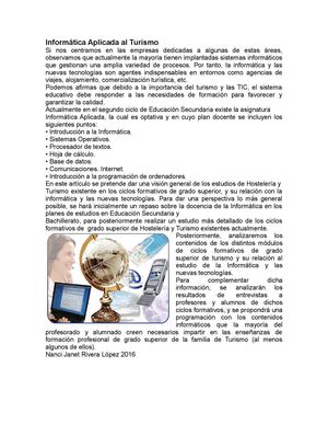 Informatica Aplicada al Turismo