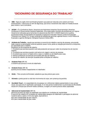 Dicionrio de Segurana Trabalho