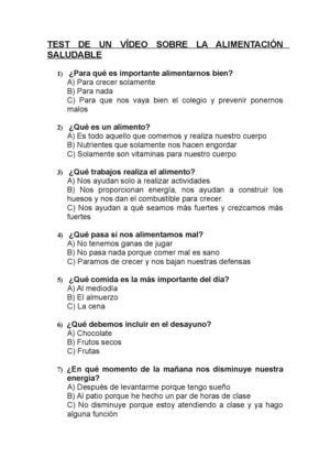 Test sobre alimentacion