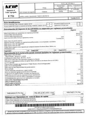 Última declaración Jurada y pago de IVA
