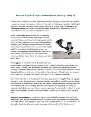 Look for A Whole Range of Accessories for Samsung Galaxy S3