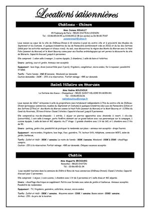 Locations saisonnières