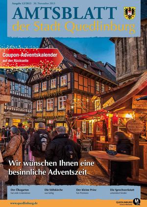 Amtsblatt 12/2013 der Stadt Quedlinburg vom 30. November 2013
