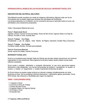 Material de estudio de Excel 2010 Unidad 1