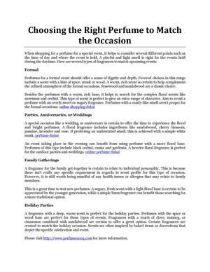 Choosing the Right Perfume to Match the Occasion