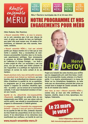 Projet et liste Réussir ensemble MERU