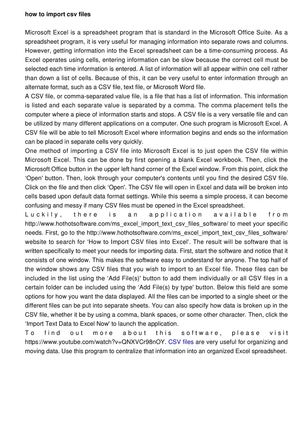 How to Import CSV files to Excel