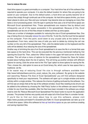 Easy methods to Reduce File Size of Excel Spreadsheets