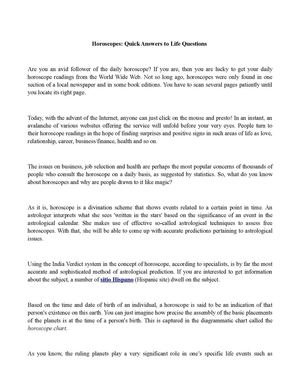 Horoscopes: Quick Answers to Life Questions 