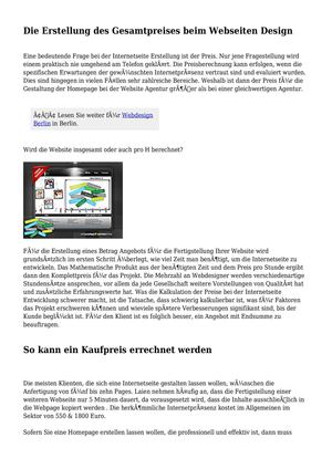 Die Erstellung des Gesamtpreises beim Webseiten Design