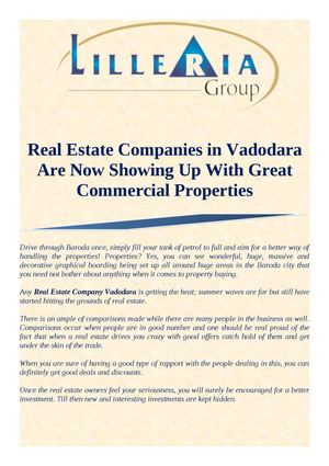 Real Estate Companies in Vadodara Are Now Showing Up With Great Commercial Properties