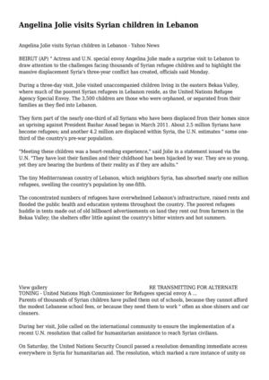 Angelina Jolie visits Syrian children in Lebanon