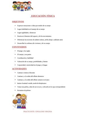 Planificacion EDUCACION FÍSICA