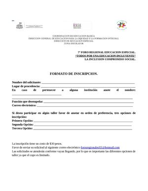 FORMATO INSCRIPCIÓN SÉPTIMO FORO