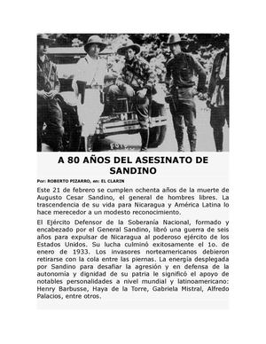A ochenta años del asesinato de Sandino