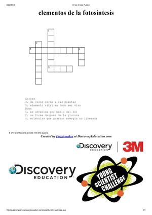 crucigrama fotosintesis 