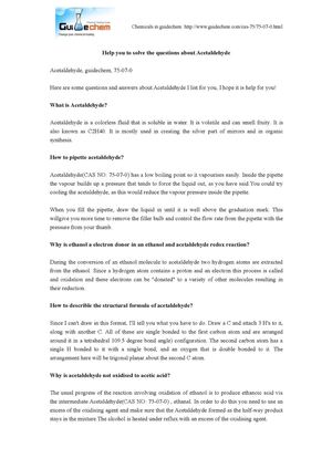 Help you to solve the questions about Acetaldehyde