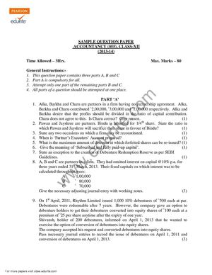 cbse sample papers for class 12 accountancy 2014