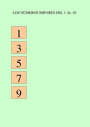 APRENDE LOS NÚMEROS IMPARES DEL 1 AL 10
