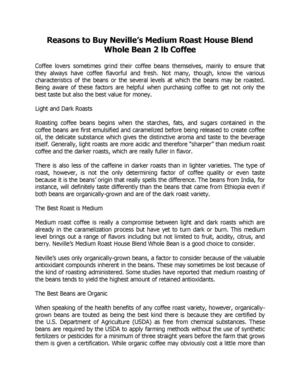 Reasons to Buy Neville’s Medium Roast House Blend Whole Bean 2 lb Coffee. Washington