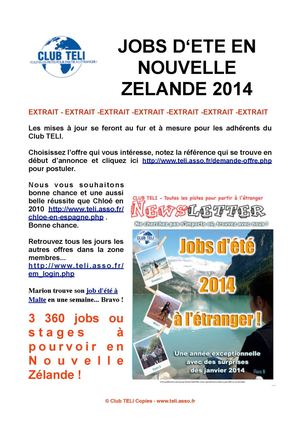 Plus de 3300 jobs et stages d'hiver en Nouvelle Zélande