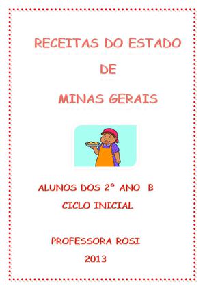 LIVRO RECEITAS DO ESTADO DE MINAS GERAIS - 2º ANO B