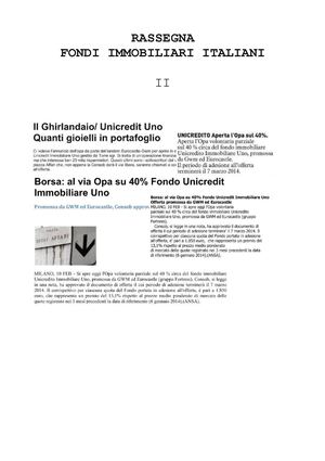 OPA promossa da Gwm Group e Eurocastle - Fondo Immobiliare UIU