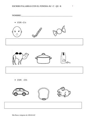Escribo palabras con el sonido K