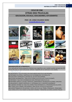 142. CICLO DE CINE Y EDUCACION: OTRAS DIEZ PELICULAS.