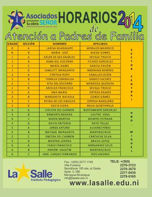 Horario de Atención a Padres de Familia -*- 2014 -*-